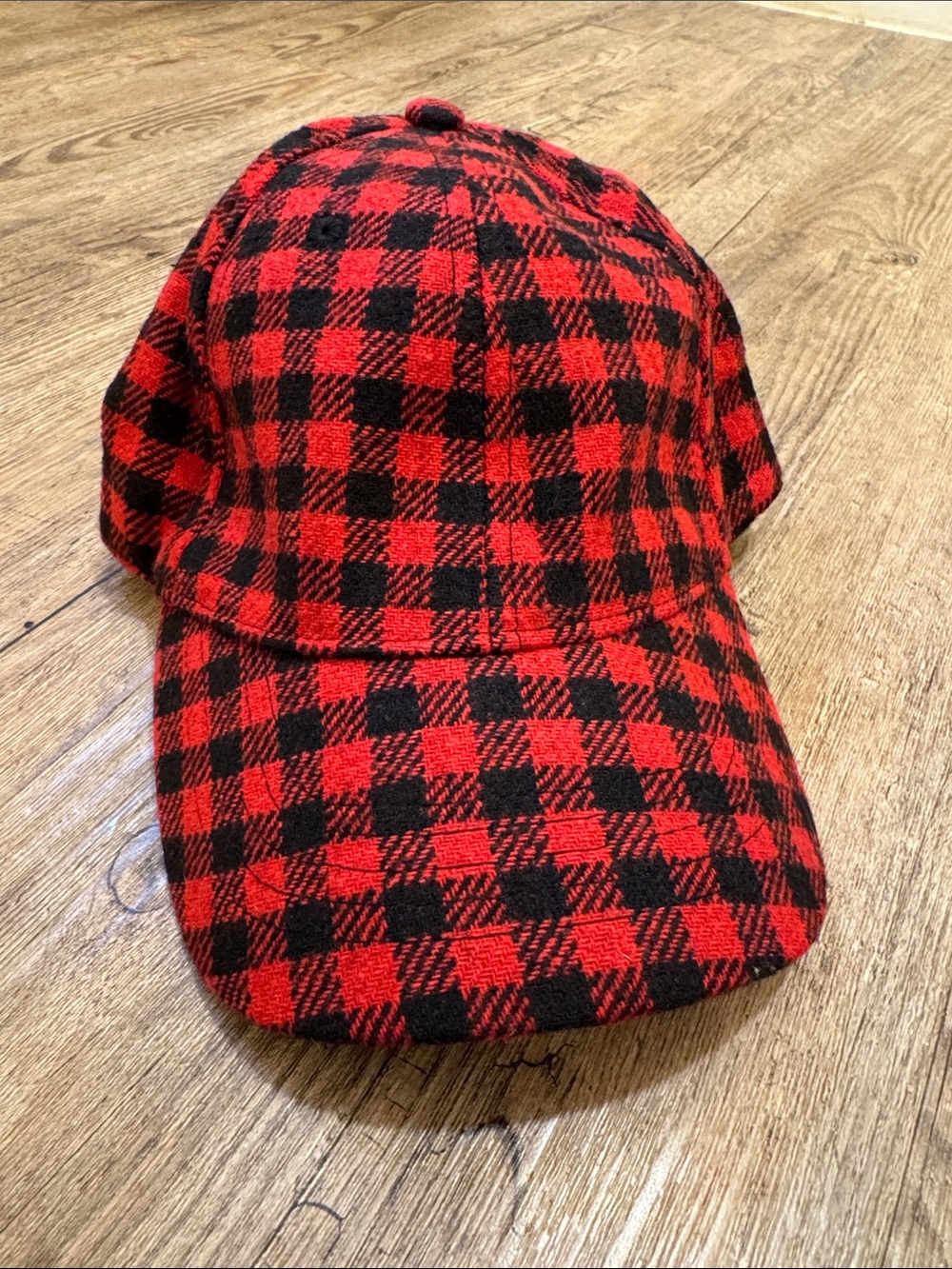 Red & Black Buffalo Plaid Baseball Cap for Women